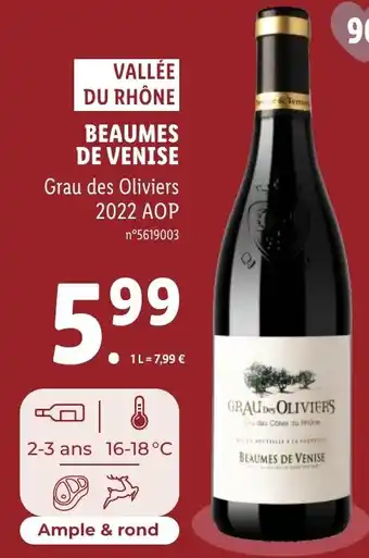 Lidl BEAUMES DE VENISE Grau des Oliviers 2022 AOP offre