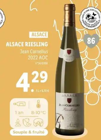 Lidl ALSACE RIESLING Jean Cornelius 2022 AOC n°5618986 offre
