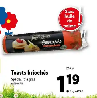 Lidl Toasts briochés offre