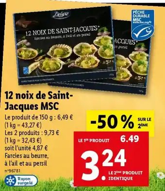 Lidl 12 noix de Saint-Jacques MSC offre