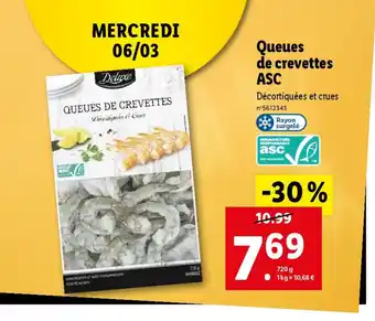 Lidl Queues de crevettes ASC offre