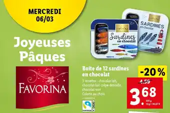 Lidl Boîte de 12 sardines en chocolat offre