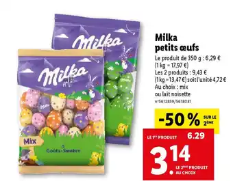 Lidl Milka petits œufs offre