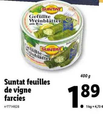 Lidl Suntat feuilles de vigne farcies offre