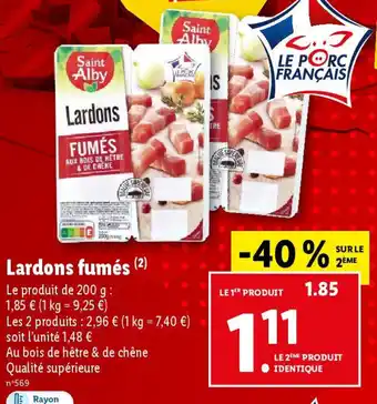 Lidl Lardons fumés (2) offre
