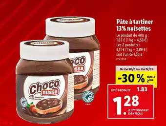 Lidl Pâte à tartiner 13% noisettes offre