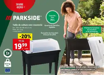 Lidl Table de culture avec couvercle offre