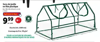 Lidl Serre de jardin en film plastique Env. 120 x 60 x 60 cm (L xlxh) offre