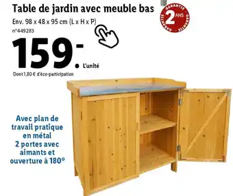 Lidl Table de jardin avec meuble bas offre