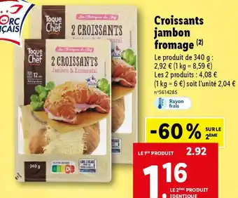 Lidl Croissants jambon fromage (²) offre