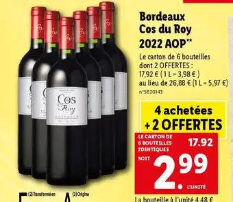 Lidl Bordeaux Cos du Roy 2022 AOP** offre