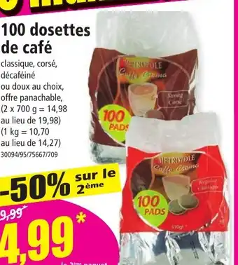 Norma 100 dosettes de café offre