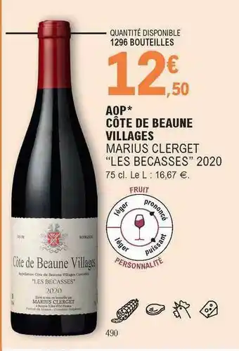 E.Leclerc Aop Côte De Beaune Villages Marius Clerget offre