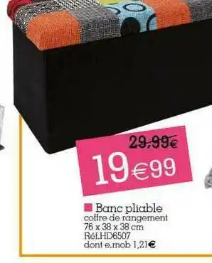 Kandy Banc Pliable offre