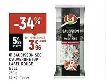 Vival Saucisson Sec D'auvergne Igp Label Rouge Bell offre