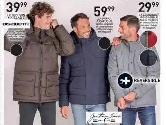 Stokomani Le Blouson Matelassé, La Parka à Capuche, La Doudoune Réversible offre