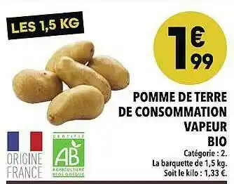 Supeco Pomme De Terre De Consommation Vapeur Bio offre