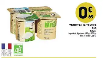 Supeco Yaourt Au Lait Entier Bio offre
