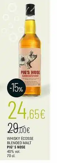 Wisky écosse Blended Malt Pig's Nose