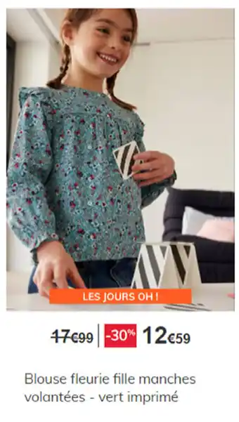 Vertbaudet Blouse fleurie fille manches volantées offre