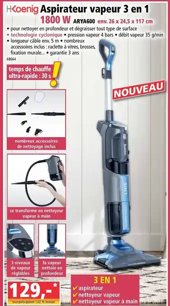 Norma Aspirateur vapeur 3 en 1 offre