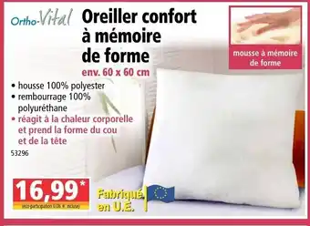 Norma Oreiller confort à mémoire de forme offre