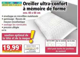 Norma Oreiller ultra-confort à mémoire de forme offre