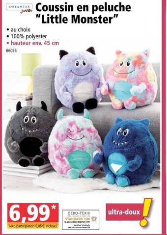 Norma Coussin en peluche "little monster" offre