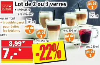 Norma Lot de 2 ou 3 verres offre