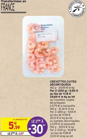 Intermarché Hyper CREVETTES CUITES DÉCORTIQUÉES offre