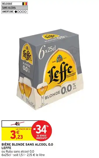 Intermarché Hyper BIÈRE BLONDE SANS ALCOOL 0.0 LEFFE offre