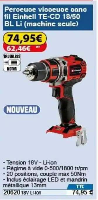 Perceuse Visseuse Sans Fil Einhell TE-CD 18/50