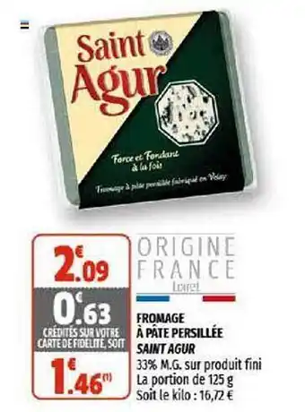 Coccinelle Supermarché Fromage à Pâte Persillée Saint Agur offre