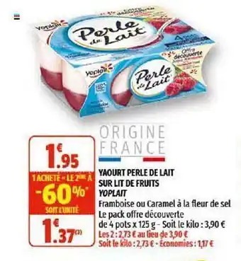 Coccinelle Supermarché Yaourt Perle De Lait Sur Lit De Fruits Yoplait offre
