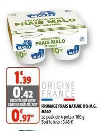 Coccinelle Supermarché Fromage Frais Nature 0% M.g. Malo offre