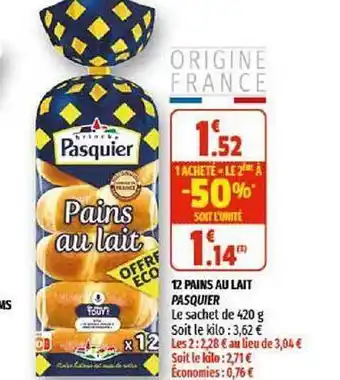 Coccinelle Supermarché 12 Pains Au Lait Pasquier offre