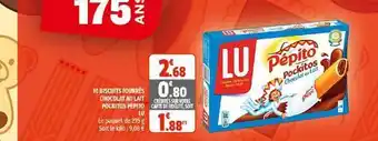Coccinelle Supermarché 10 Biscuits Fourrés Chocolat Au Lait Pockitos Pépito Lu offre