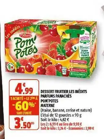 Coccinelle Supermarché Dessert Fruitier Les Inédits Parfums Panachés Pom'potes Materne offre