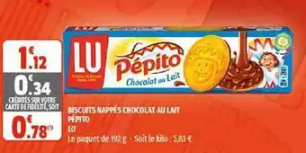 Coccinelle Supermarché Biscuits Nappés Chocolat Au Lait Pépito Lu offre