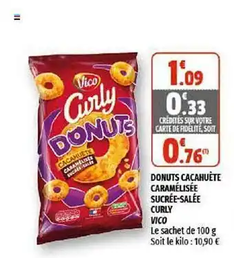 Coccinelle Supermarché Donuts Cacahuète Caramélisée Sucrée-salée Curly Vico offre