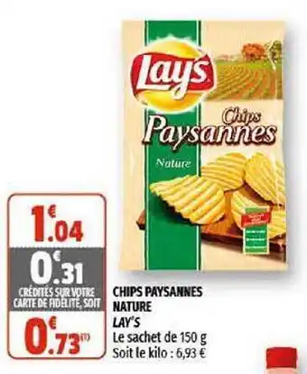Coccinelle Supermarché Chips Paysannes Nature Lay's offre