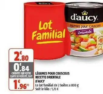 Coccinelle Supermarché Légumes Pour Couscous Recette Orientale D'aucy offre