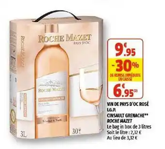 Coccinelle Supermarché Vin De Pays D'oc Rosé I.g.p. Cinsault Grenache Roche Mazet offre