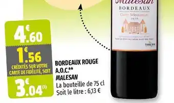 Coccinelle Supermarché Bordeaux Rouge A.o.c. Malesan offre