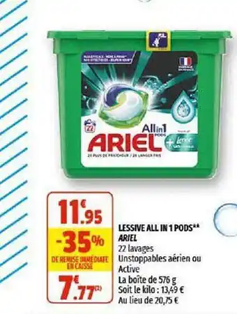 Coccinelle Supermarché Lessive All In 1 Pods Ariel offre