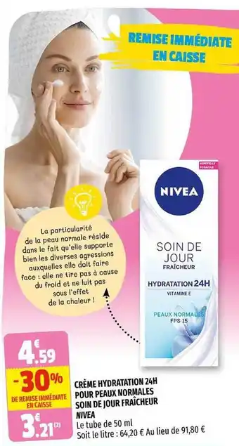 Coccinelle Supermarché Crème Hydratation 24h Pour Peaux Normales Soin De Jour Fraîcheur Nivea offre