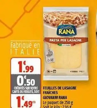 Coccinelle Supermarché Feuilles De Lasagne Fraîches Giovanni Rana offre