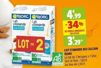 Coccinelle Supermarché Lait D'amande Bio Calcium Bjorg offre
