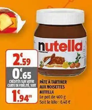 Coccinelle Supermarché Pâte à Tartiner Aux Noisettes Nutella offre