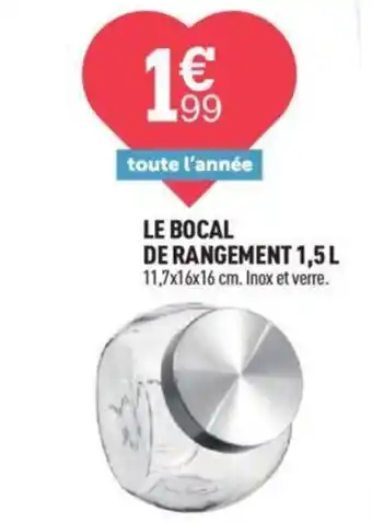 Centrakor LE BOCAL DE RANGEMENT 1,5L 11,7x16x16 cm. Inox et verre. offre